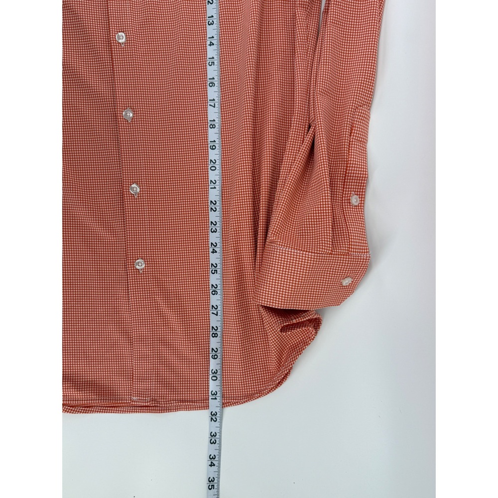 Mizzen+Main Mens Large Trim Fit Orange Gingham Performance Dress Shirt 20057 - Picture 5 of 9